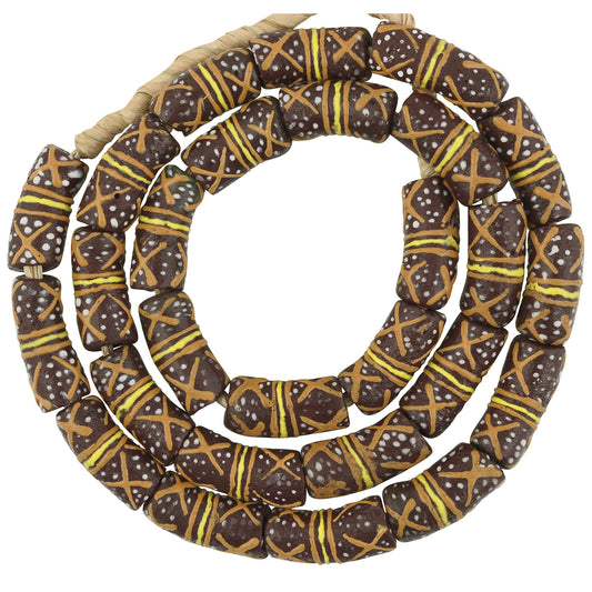 Collar africano de cristal en polvo reciclado hecho a mano con cuentas Krobo Ghana - Tribalgh