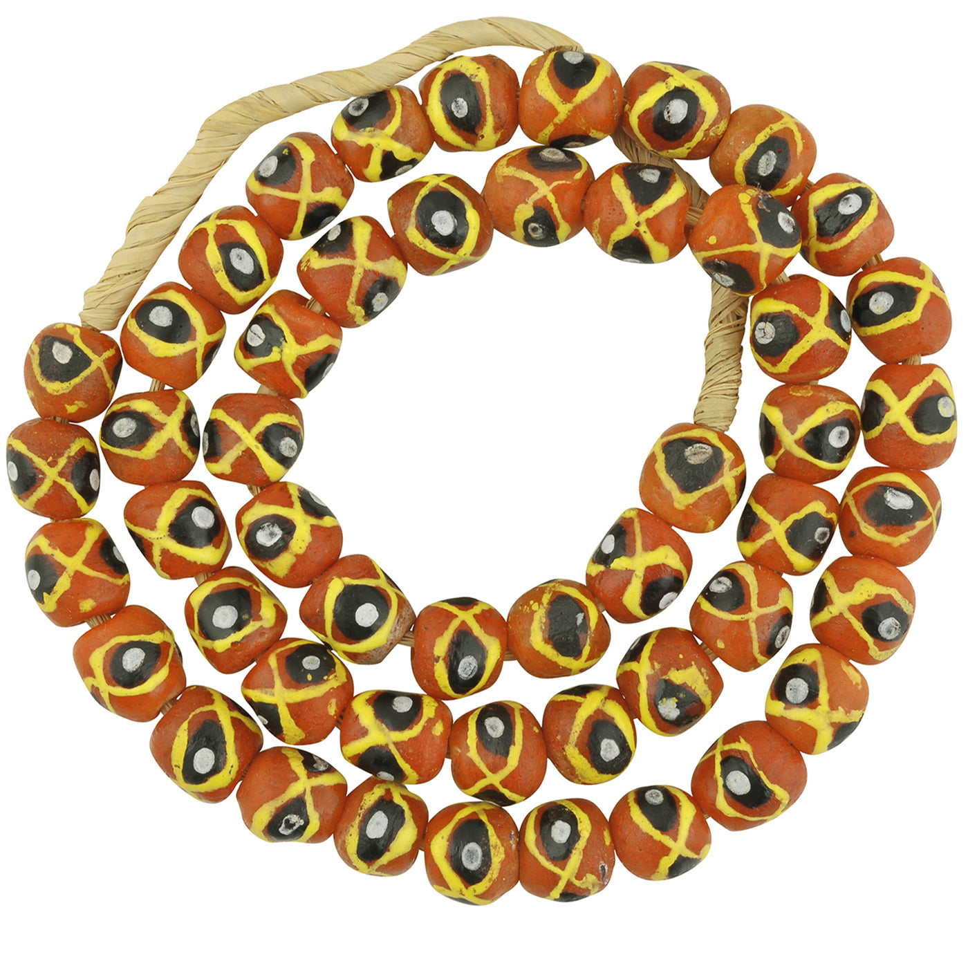 African handmade beads recycled glass powder necklace Ghana - Tribalgh