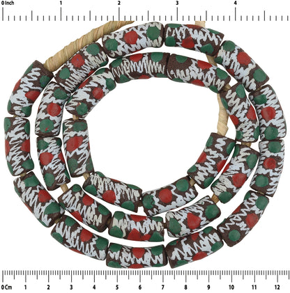 Handgemachte Perlen recyceltes Pulverglas Ghana Halskette Afrikanisch - Tribalgh