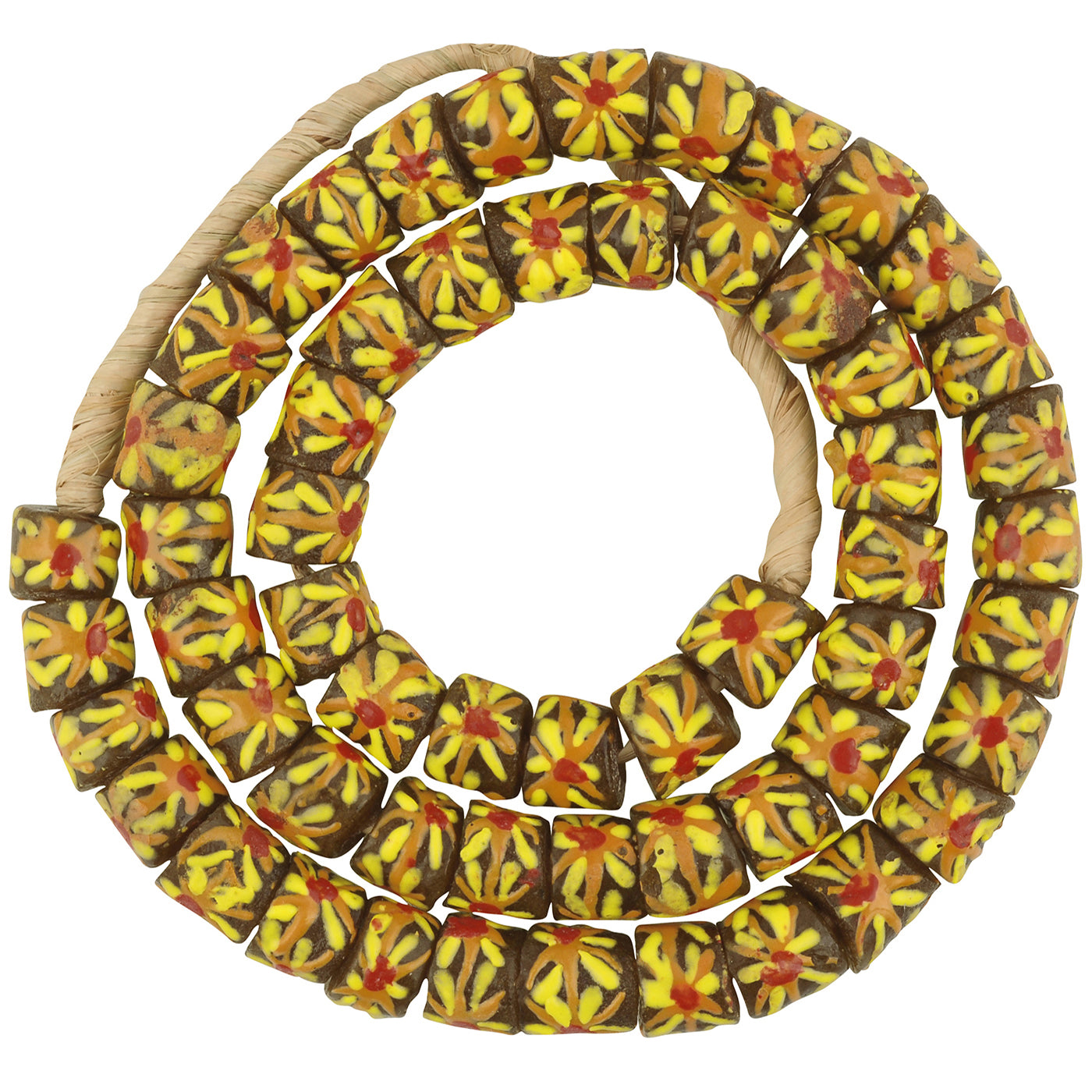 Perlen recyceltes Glaspulver handgemachter afrikanischer Schmuck Ghana Halskette - Tribalgh