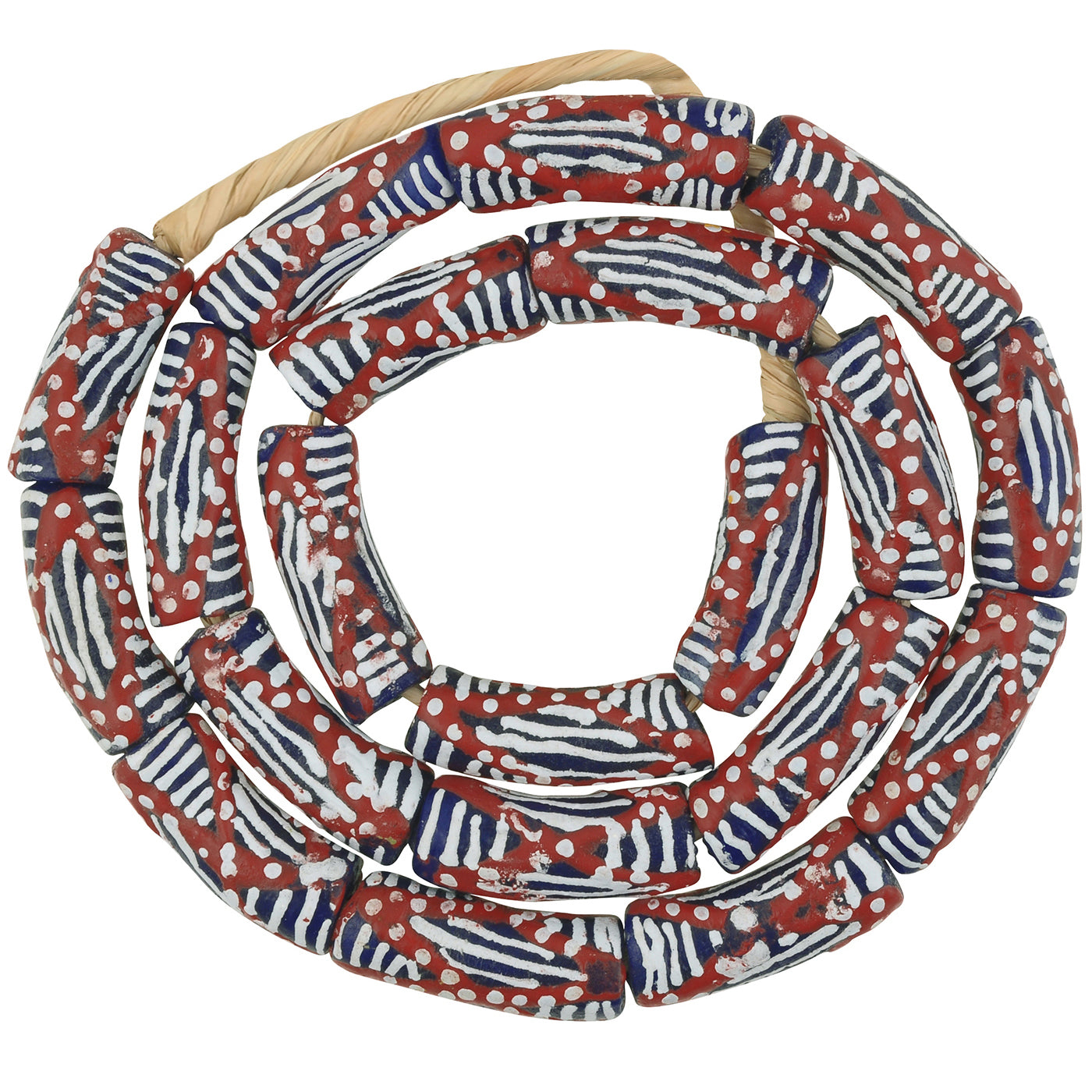 African beads recycled powder glass Ghana ethnic necklace handmade - Tribalgh