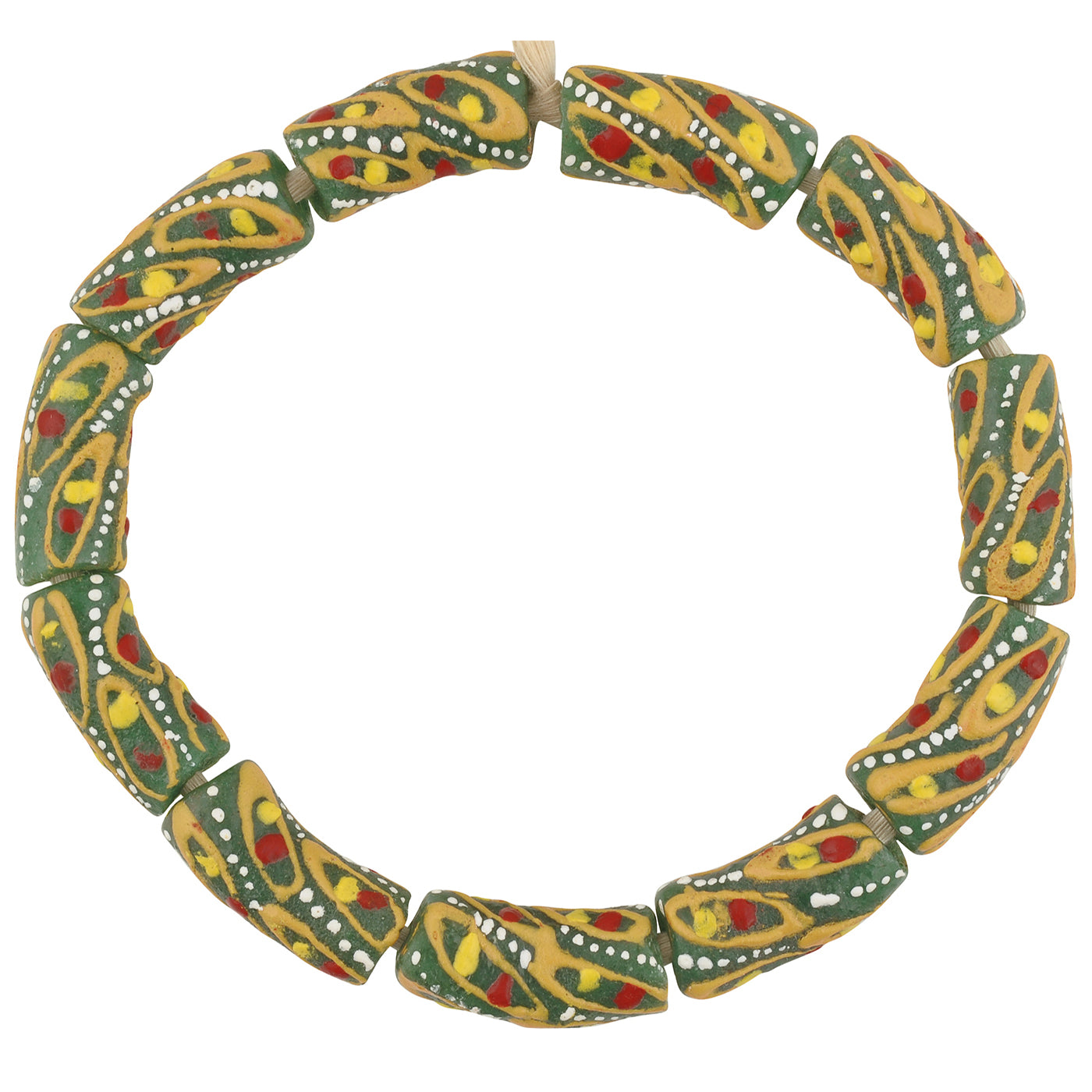 African handmade beads recycled glass powder Ghana bracelet - Tribalgh