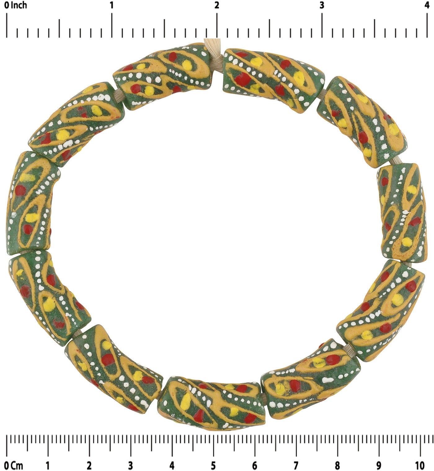 African handmade beads recycled glass powder Ghana bracelet - Tribalgh