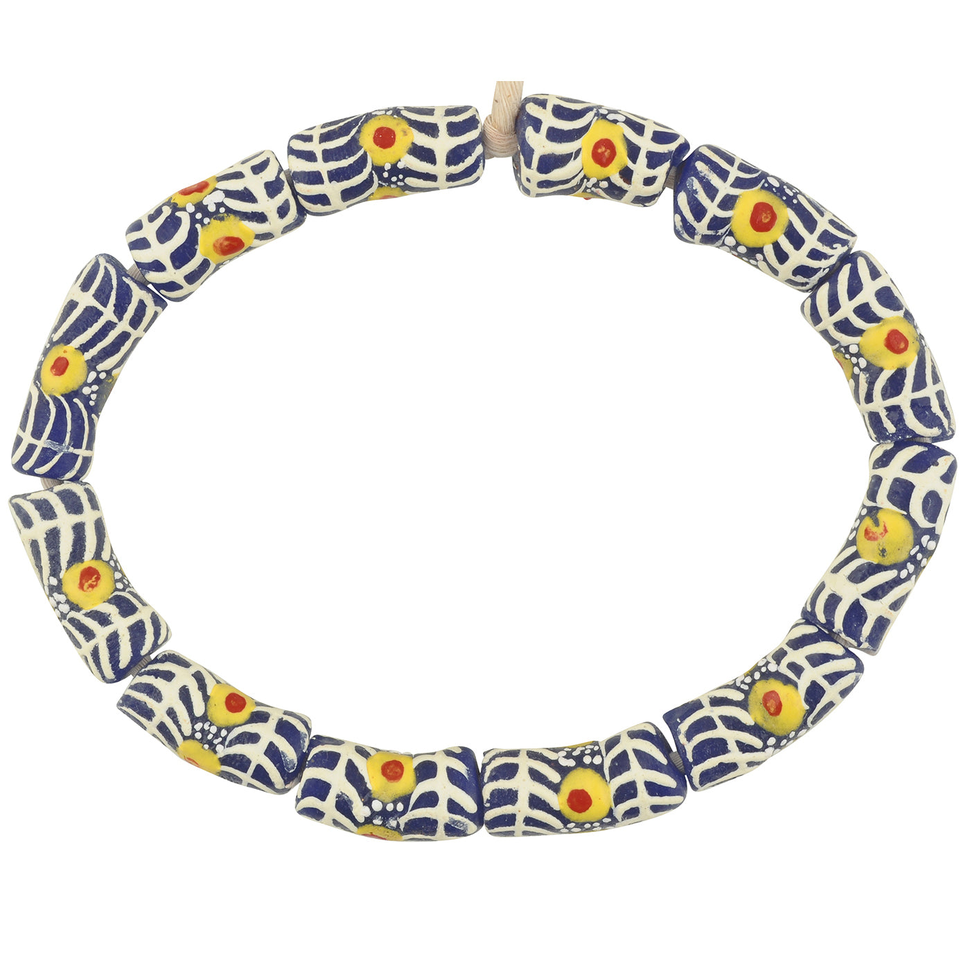 Krobo recycled glass powder handmade beads African bracelet Ghana - Tribalgh