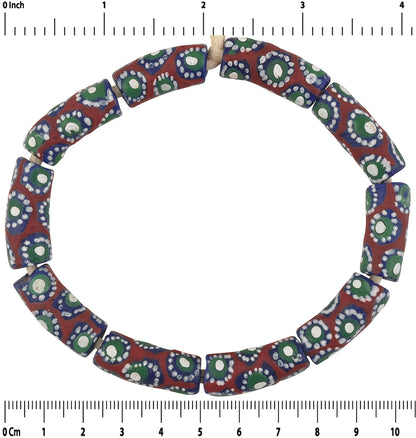 African Beads Recycled Glass Powder Ghana Tribal Jewelry Bracelet - close-up