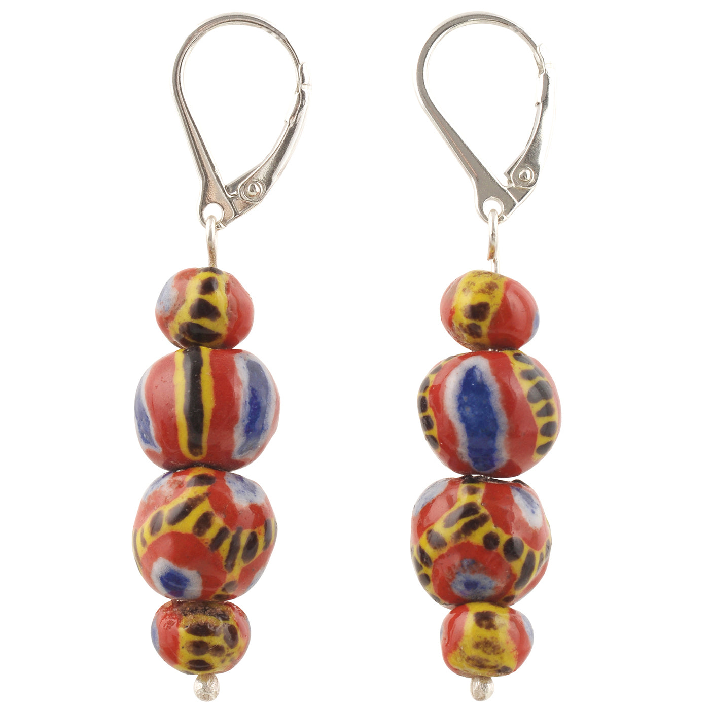 Handmade Kiffa glass beads earrings 925 sterling silver African Ethnic Jewelry - Tribalgh