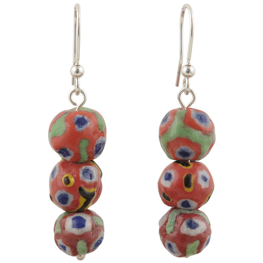 African handmade Kiffa glass beads earrings 925 sterling silver Ethnic Jewelry - Tribalgh