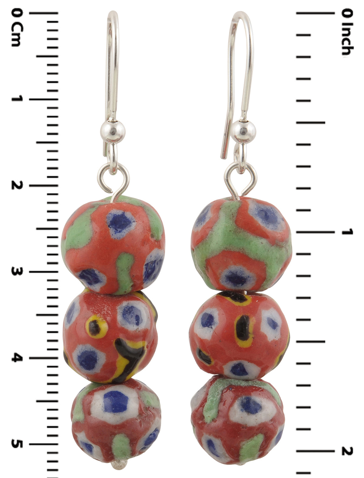 Boucles d'oreilles africaines en perles de verre Kiffa faites à la main en argent sterling 925 Bijoux ethniques - Tribalgh