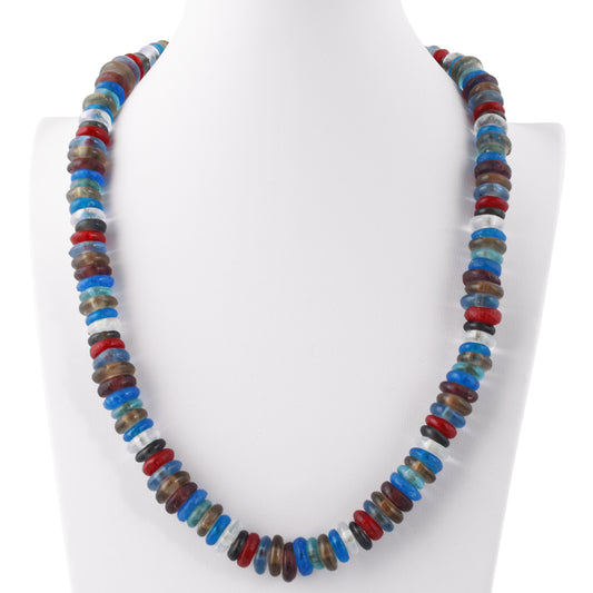 Collar hecho a mano perlas de vidrio reciclado latón Krobo Ashanti joyería africana - Tribalgh