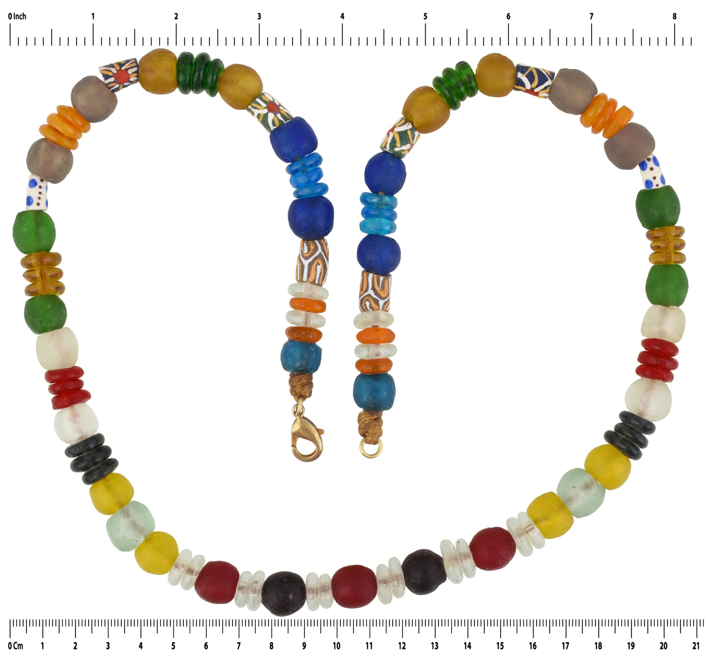 Handgemachte Halskette aus recyceltem Pulverglasperlen Krobo Ghana Schmuck Afrikanischer Handel - Tribalgh