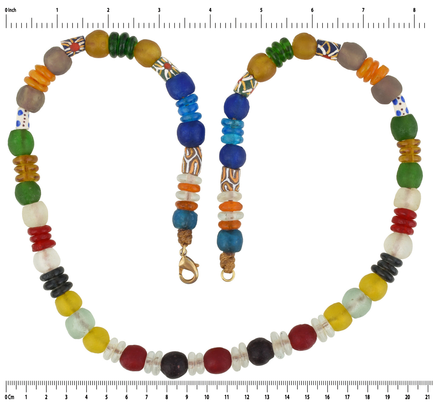 Collar hecho a mano cuentas de vidrio en polvo reciclado Krobo Ghana joyería comercio africano - Tribalgh