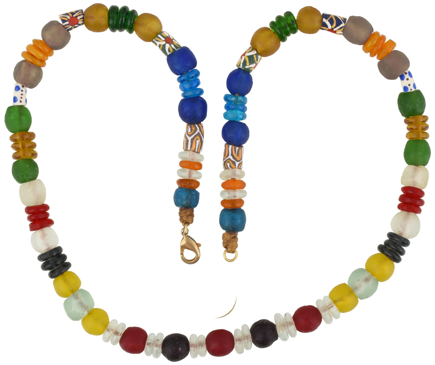 Handgemachte Halskette aus recyceltem Pulverglasperlen Krobo Ghana Schmuck Afrikanischer Handel - Tribalgh