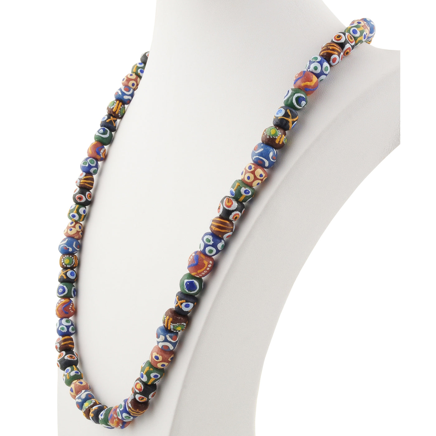 Handmade recycled glass beads necklace ready to wear jewelry Krobo Ghana Africa - Tribalgh