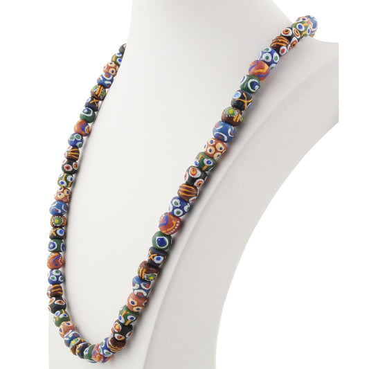 Collar de perlas de vidrio reciclado hecho a mano, joyería lista para usar Krobo Ghana Africa - Tribalgh