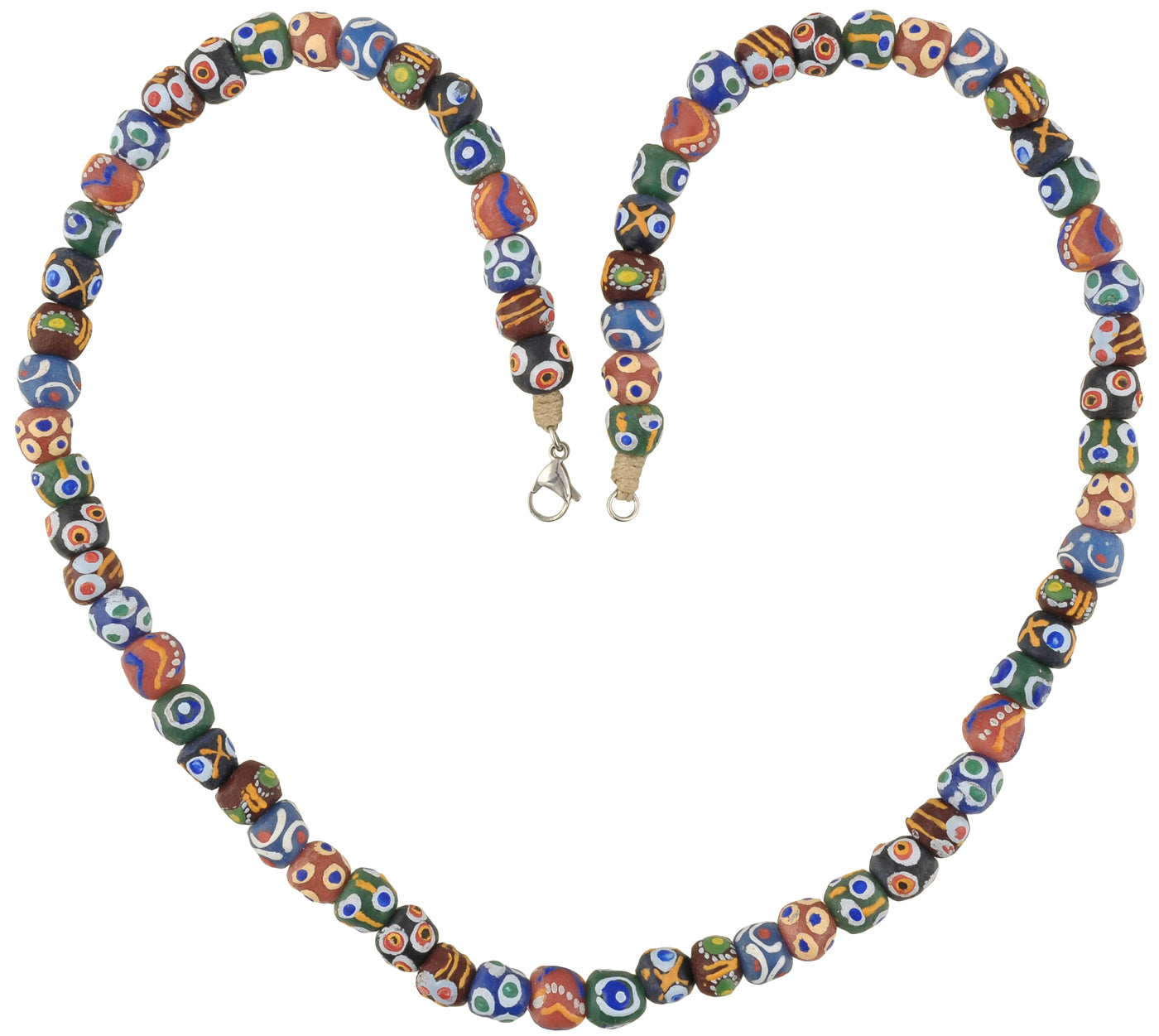 Handgefertigte Halskette aus recycelten Glasperlen, Schmuck Krobo Ghana Afrika - Tribalgh