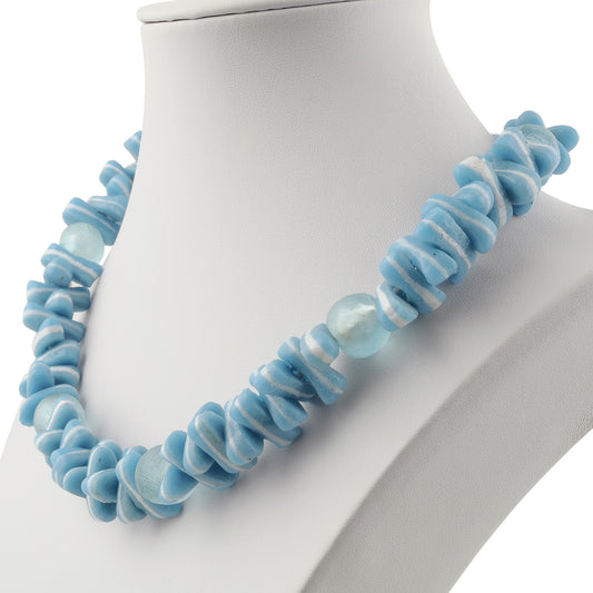 Afrikanische recycelte Glasperlen Halskette handgemachter Schmuck Ghana - Tribalgh