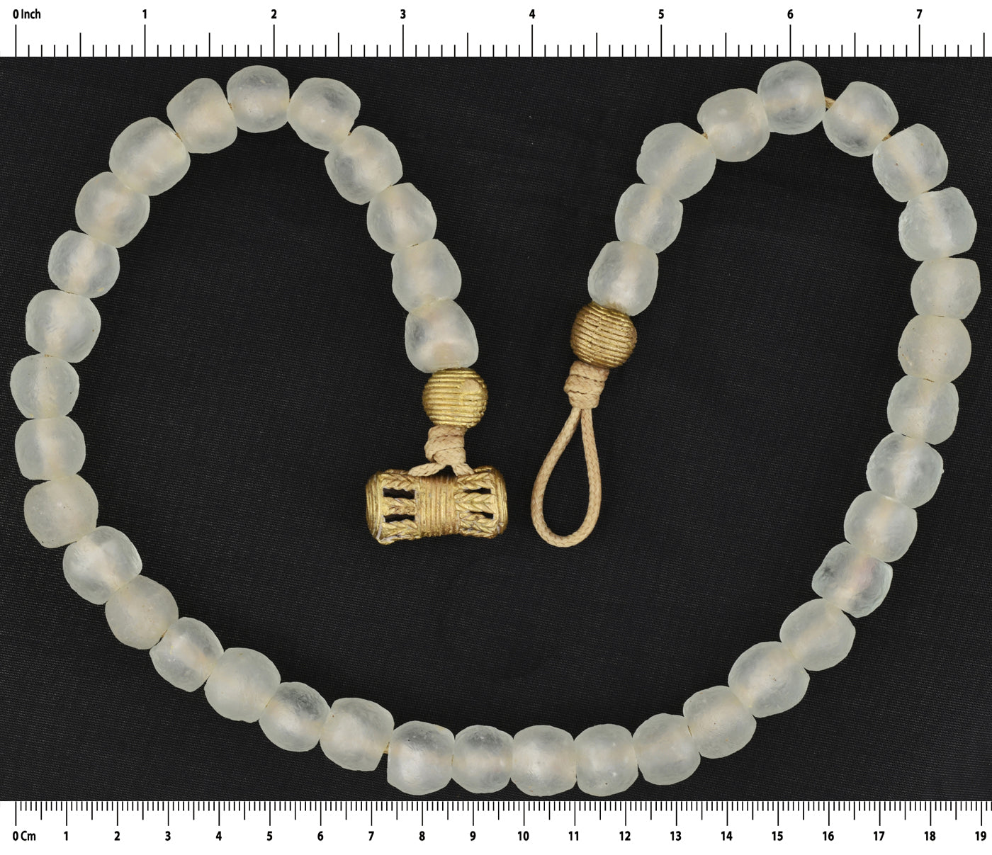 Collana africana di perle di vetro riciclato fatta a mano Krobo ottone gioielli Ashanti Ghana - Tribalgh
