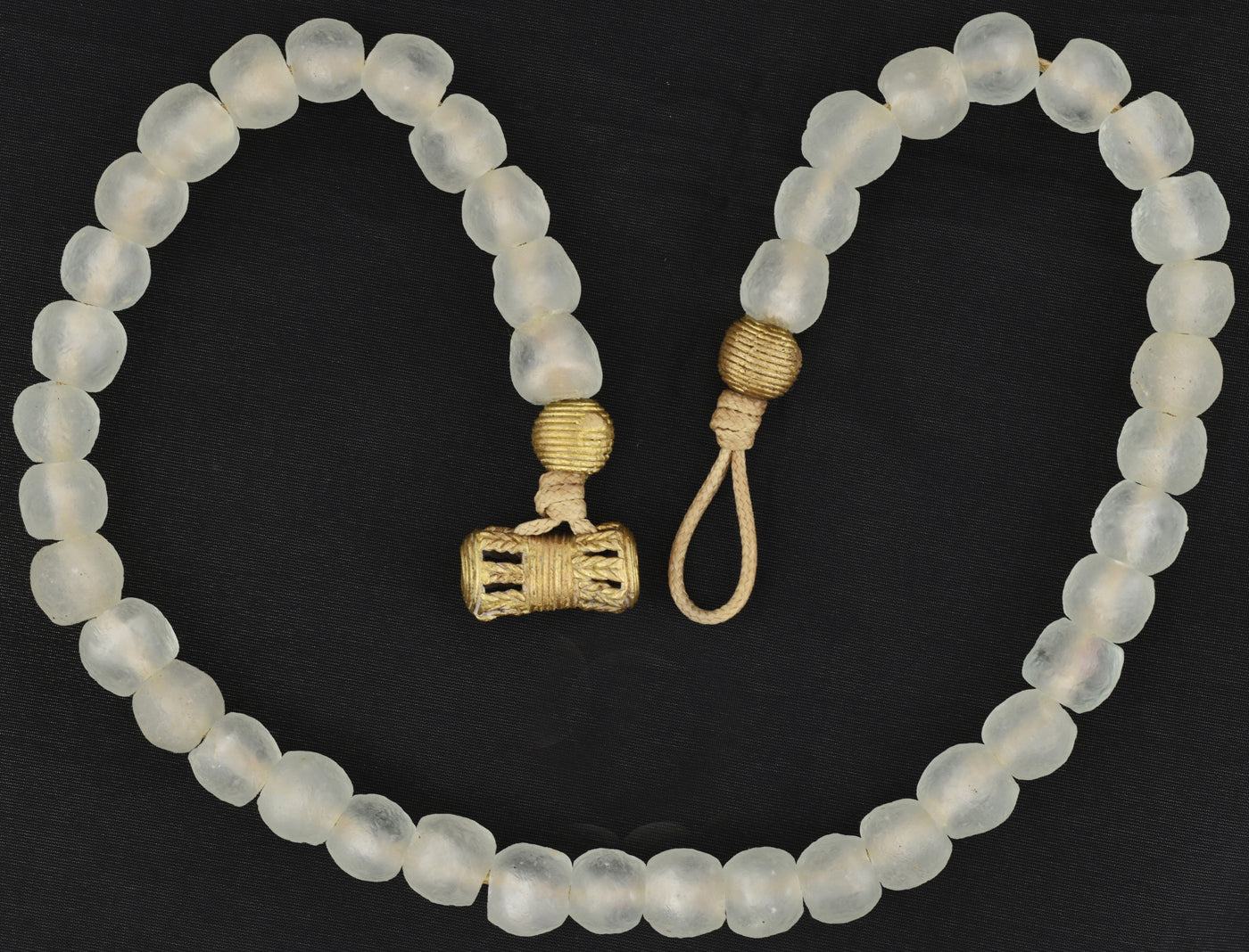 Collana africana di perle di vetro riciclato fatta a mano Krobo ottone gioielli Ashanti Ghana - Tribalgh