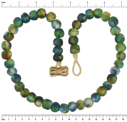 Recycled powder glass beads handmade Krobo brass Ashanti African tribal necklace - Tribalgh