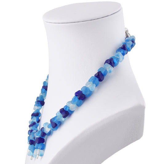 Perles de commerce de verre africaines collier fait main bijoux fil de mémoire en acier inoxydable - Tribalgh