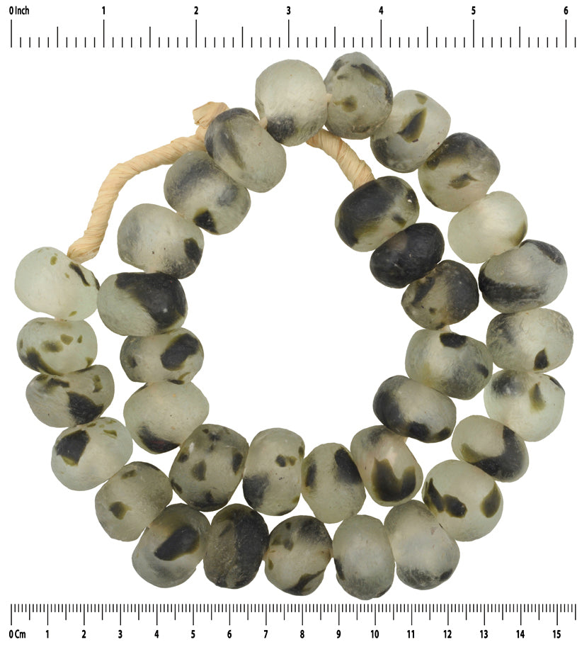 African trade handmade beads Krobo recycled powder glass translucent necklace XL - Tribalgh