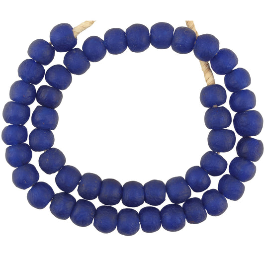Perle di vetro in polvere africana riciclata collana Krobo blu cobalto Ghana commercio - Tribalgh