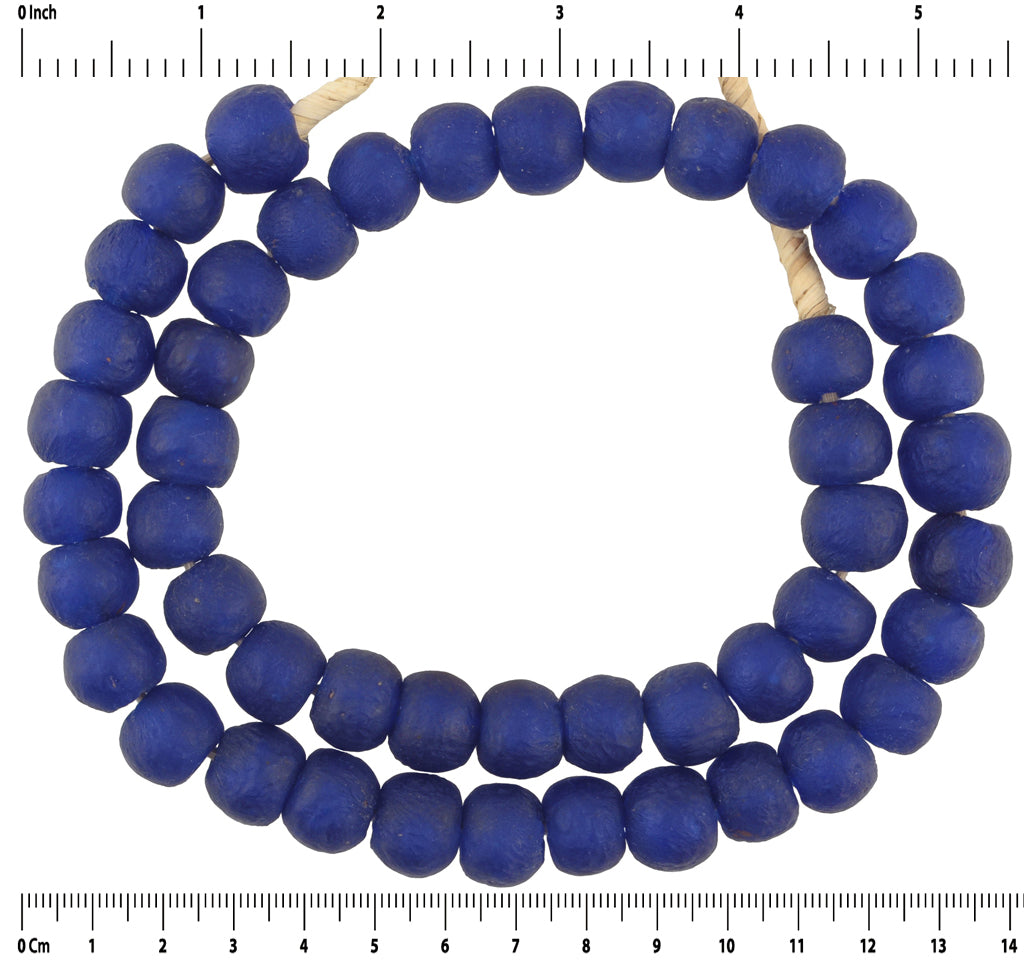 African powder glass beads recycled Krobo necklace cobalt blue Ghana trade - Tribalgh