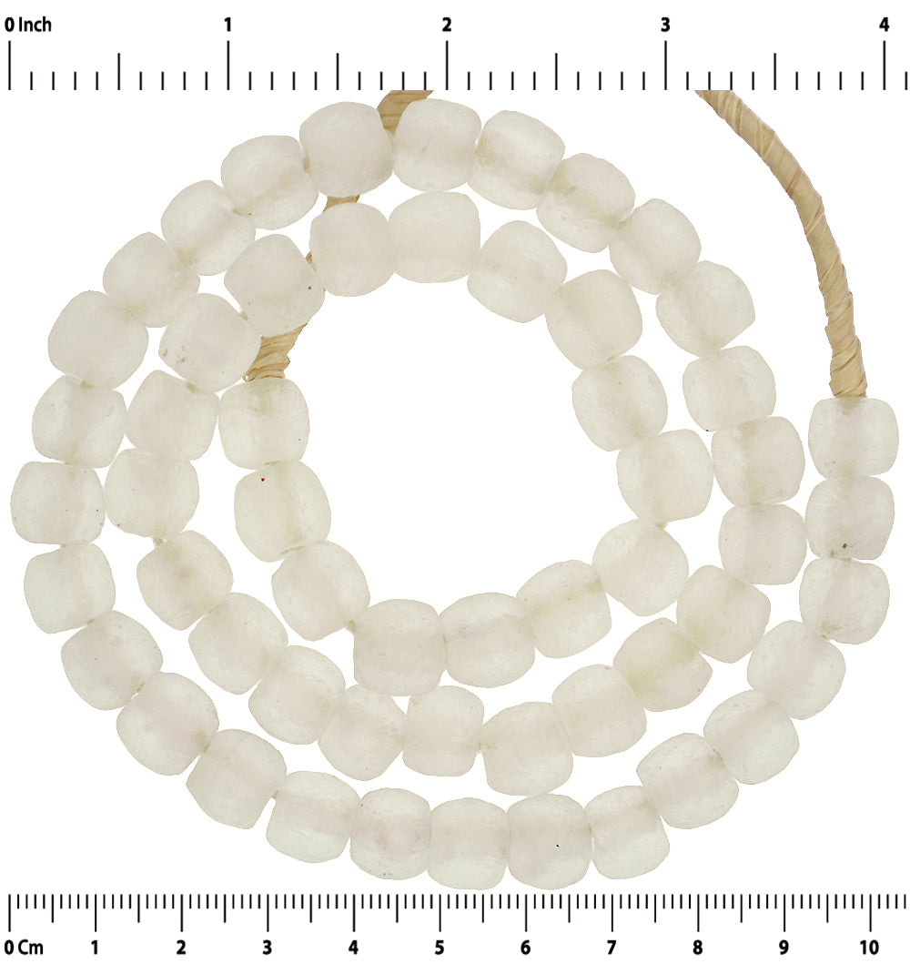 Powder glass beads recycled Krobo translucent ceremonial necklace African trade - Tribalgh