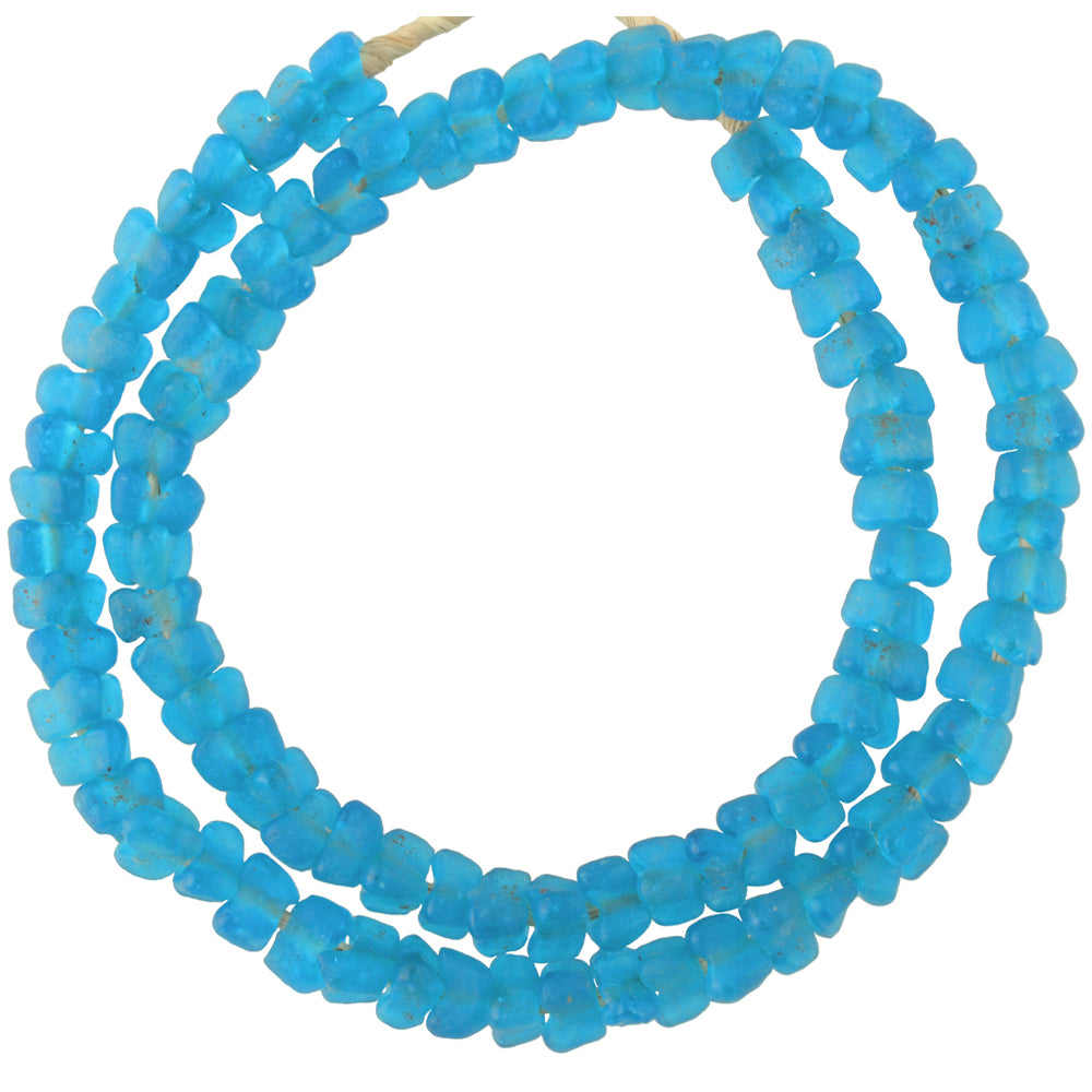 Krobo recycled powder glass beads handmade African trade translucent flower - Tribalgh