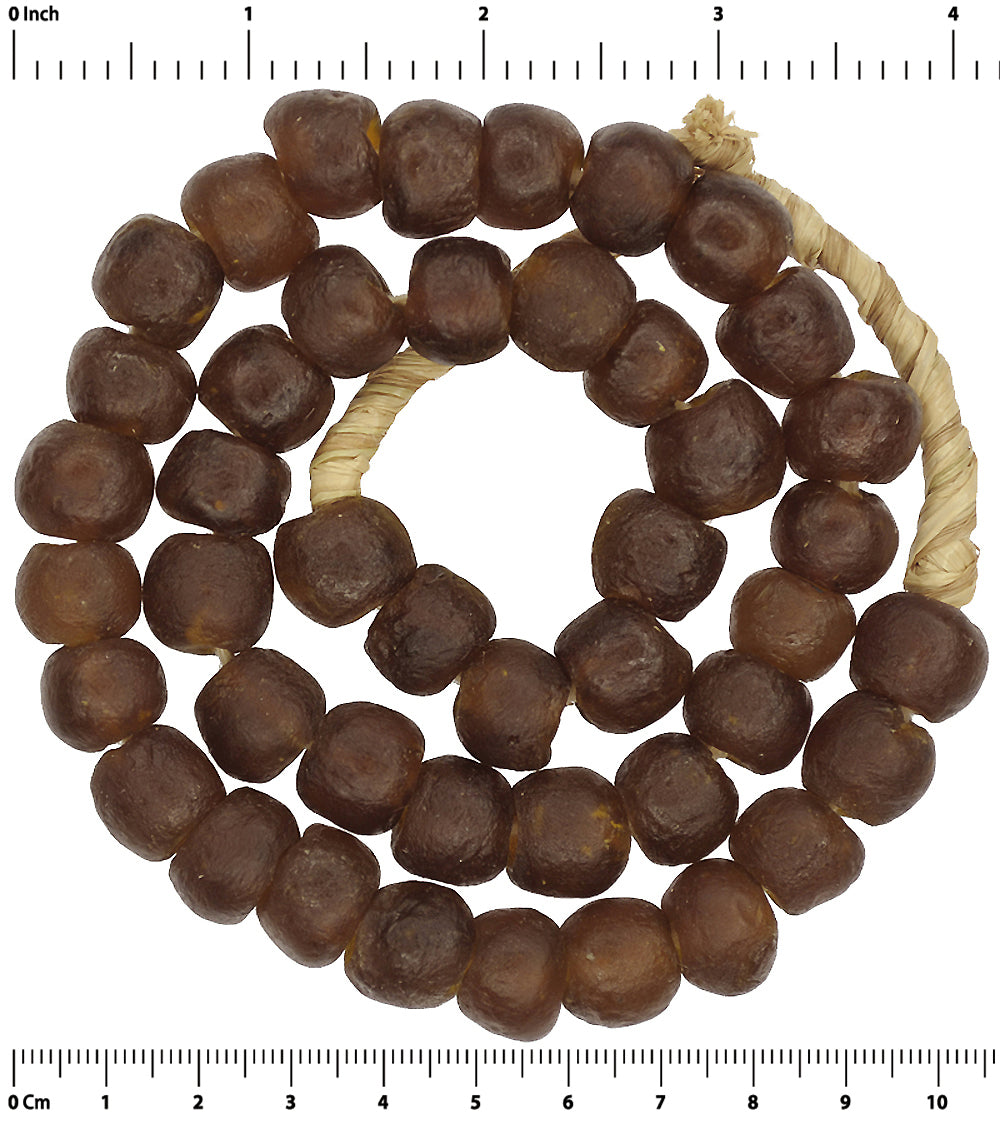 African Glass Beads Handmade Krobo Recycled Powder Glass Tribal Ghana Necklace - close-up
