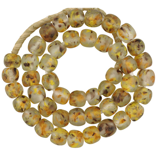 Recycled powder glass beads Krobo translucent African tumbled necklace - Tribalgh