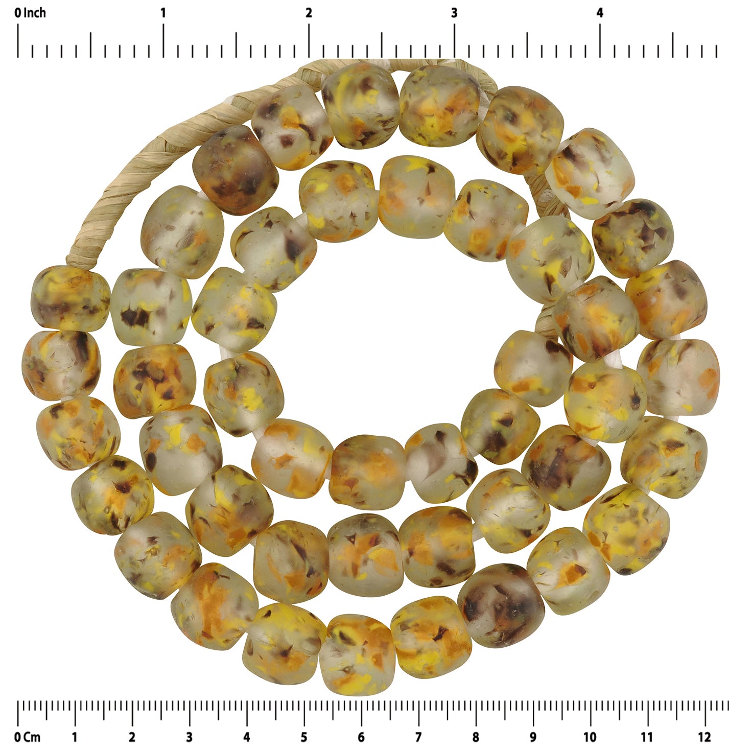 Recycled powder glass beads Krobo translucent African tumbled necklace - Tribalgh