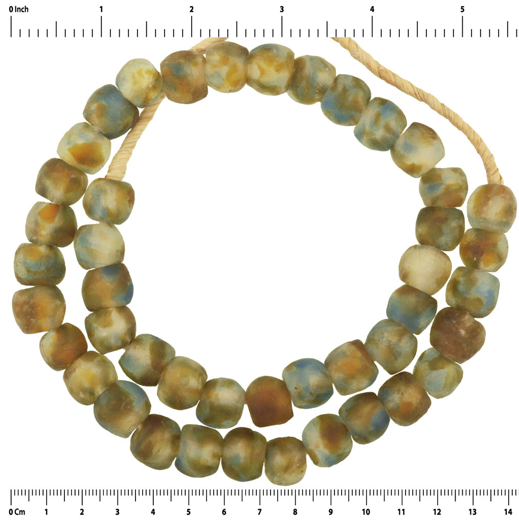Beads recycled glass powder handmade Krobo translucent ceremonial Dipo necklace - Tribalgh