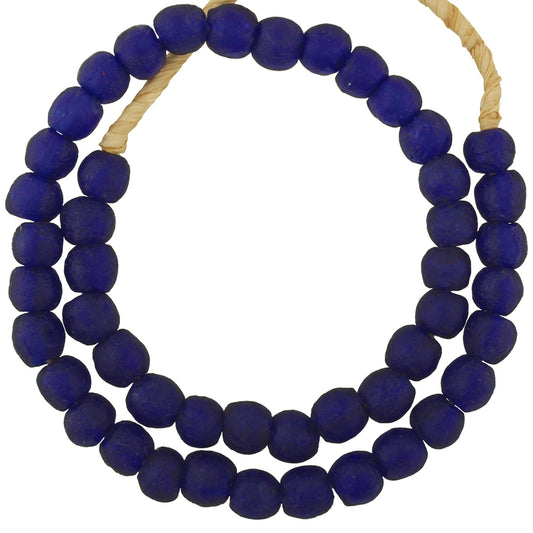 Krobo beads powder glass recycled African trade tribal jewelry cobalt blue - Tribalgh