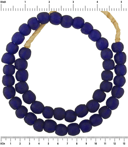 Krobo beads powder glass recycled African trade tribal jewelry cobalt blue - Tribalgh