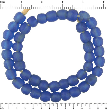Handmade beads recycled glass powder African trade Krobo ethnic jewelry necklace - Tribalgh