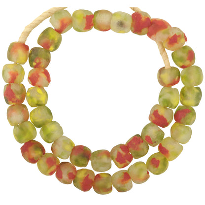 Translucent Bottle Glass Beads - Recycled African Trade Beads 20" Strand