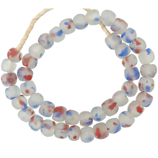 Recycled glass beads African powder glass handmade Krobo ethnic jewelry necklace - Tribalgh