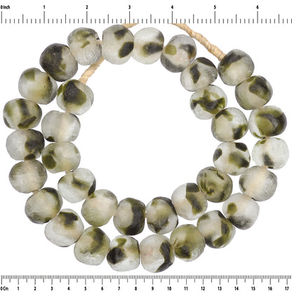 African trade beads recycled powder glass Krobo handmade large translucent - Tribalgh