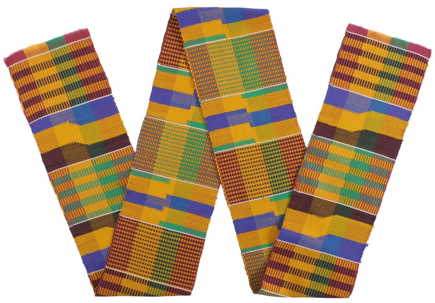 Kente stole Ghana African cloth handwoven scarf Ashanti fabric sash - Tribalgh