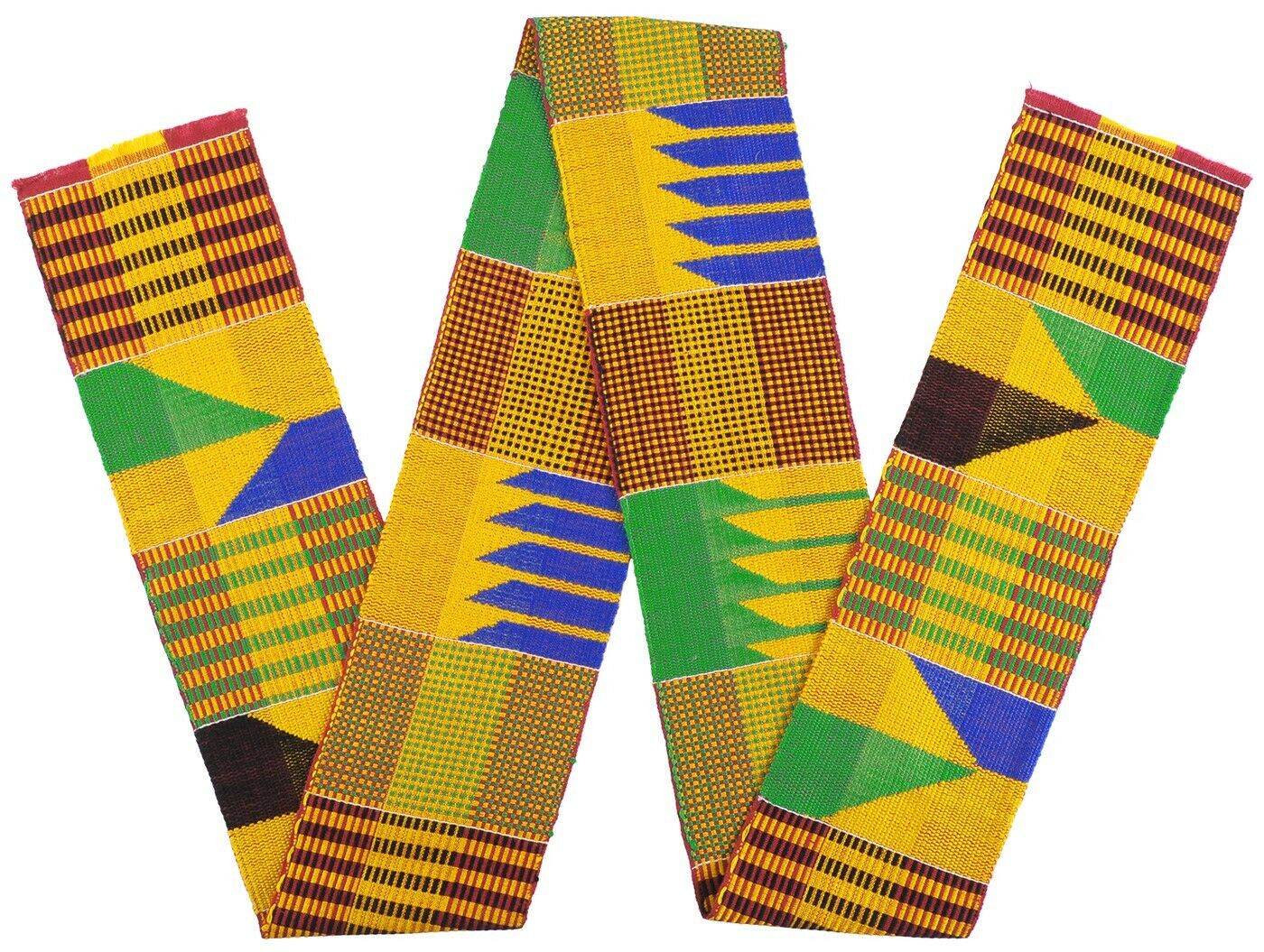 Authentic Kente handwoven African cloth scarf sash stole fabric Ghana - Tribalgh