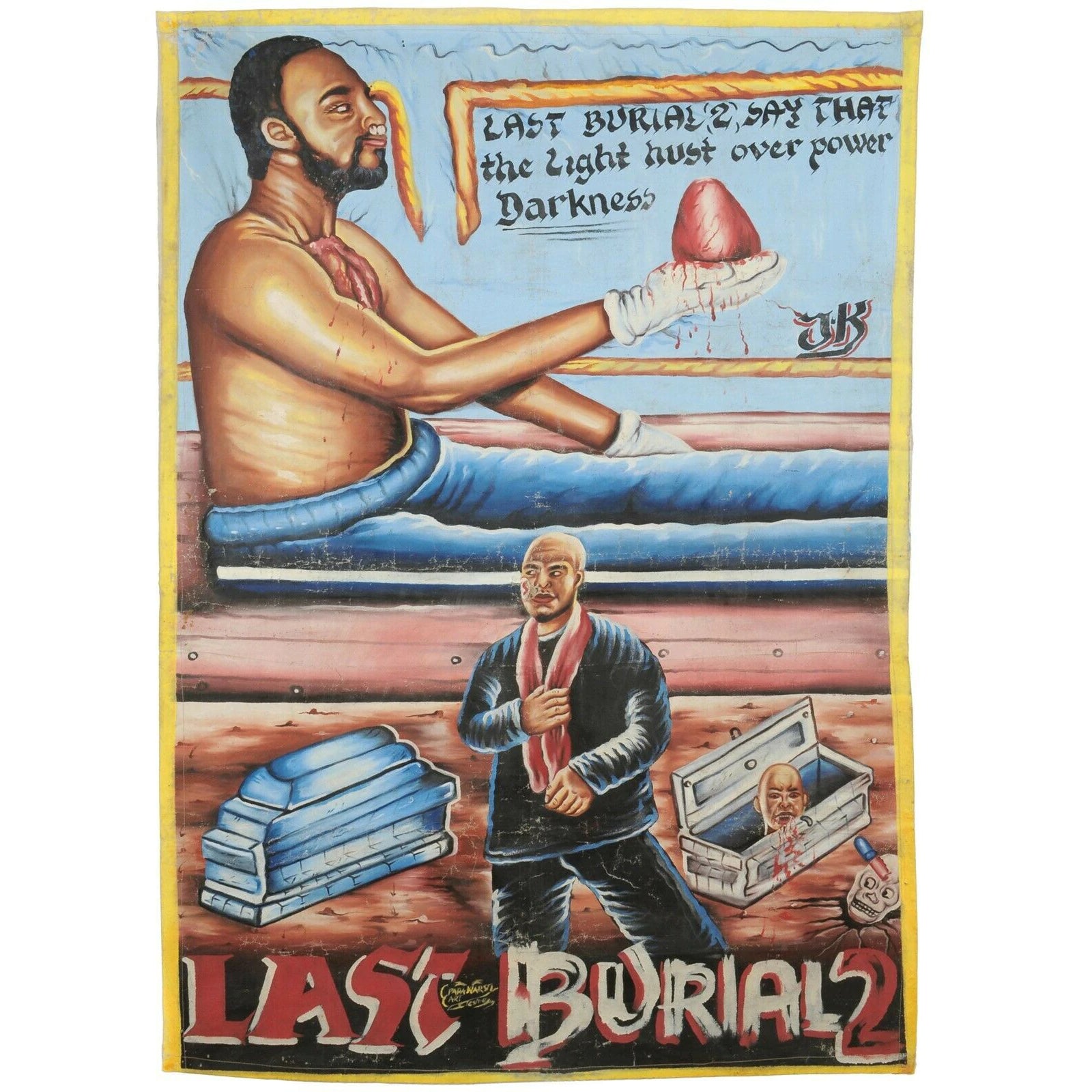 Αφίσα Cinema Movie Ghana Αφρικανικός καμβάς ζωγραφισμένος στο χέρι Last Burial 2 - Tribalgh