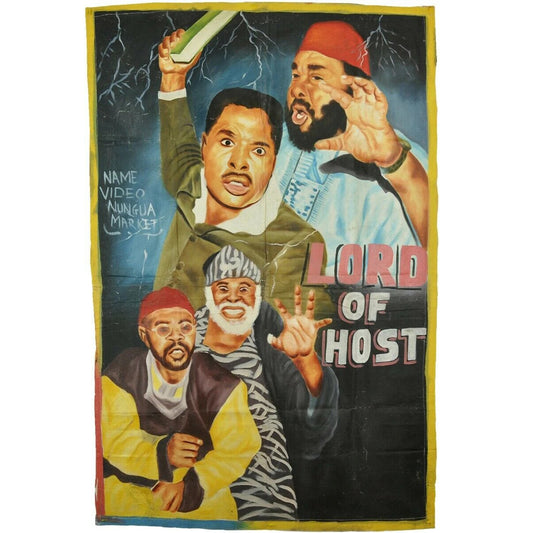 African Movie Cinema poster Ghana tela dipinta a mano sacco di farina LORD OF HOST - Tribalgh