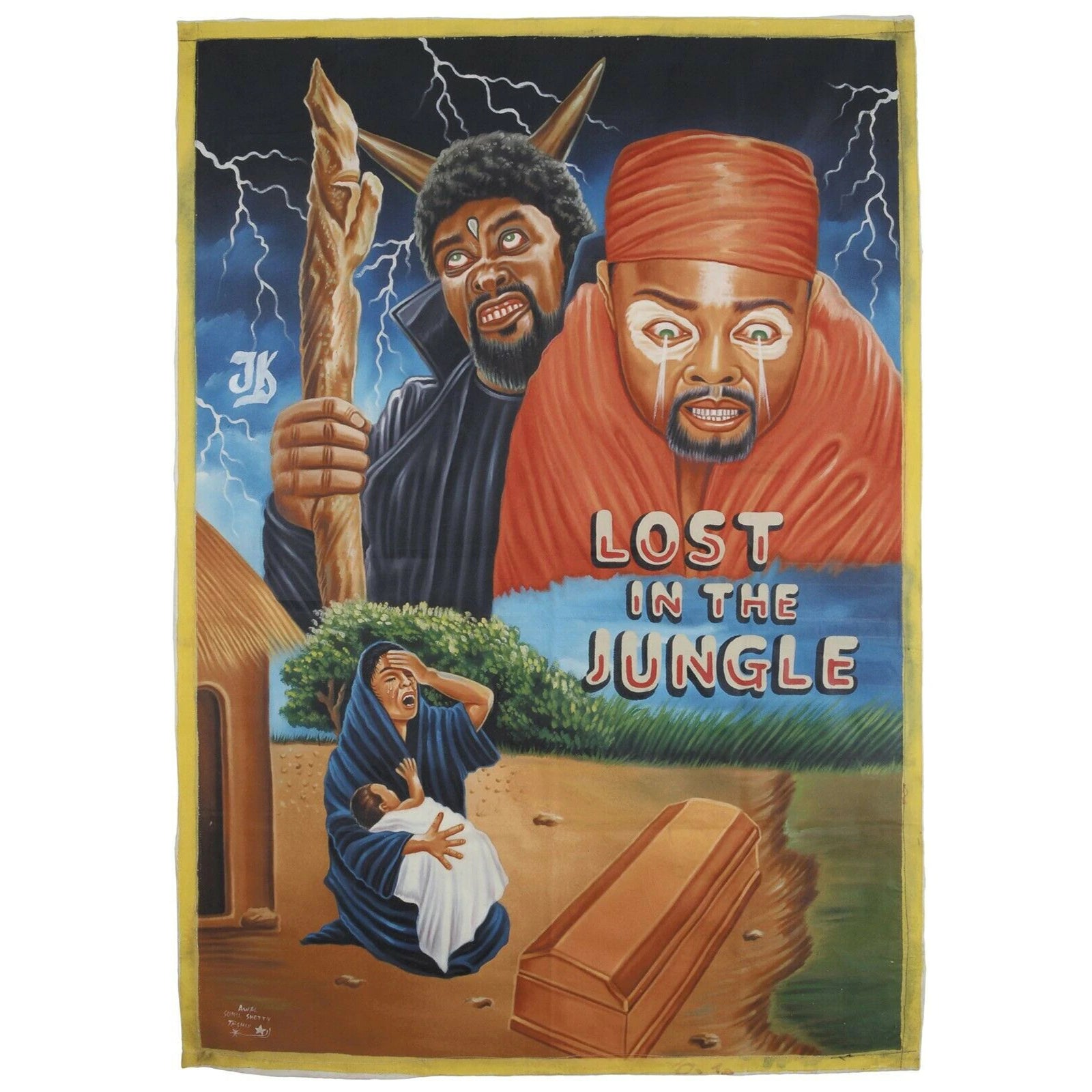 Ghana Hand painted Movie poster African cinema Art JUJU LOST IN THE JUNGLE - Tribalgh