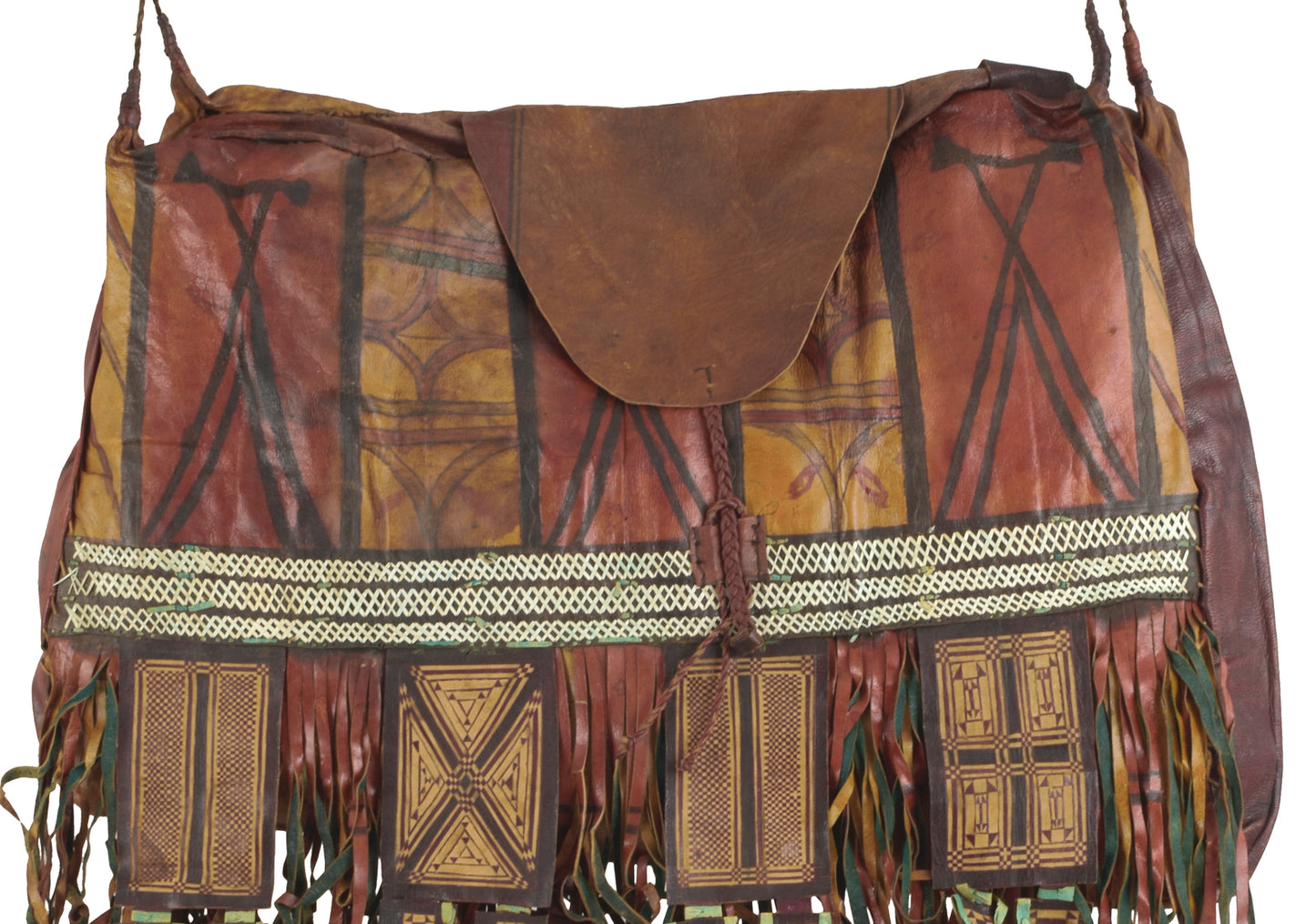 Old African Tuareg leather camel horse bag from Niger Peul Fulani Sahara art - Tribalgh