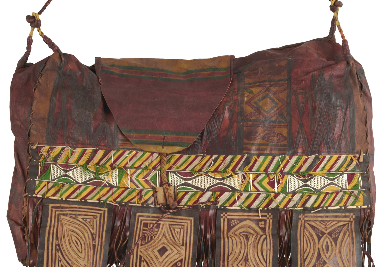 Παλιά αφρικανική δερμάτινη τσάντα καμήλας Τουαρέγκ Niger Nigeria Peul Fula Sahara art - Tribalgh