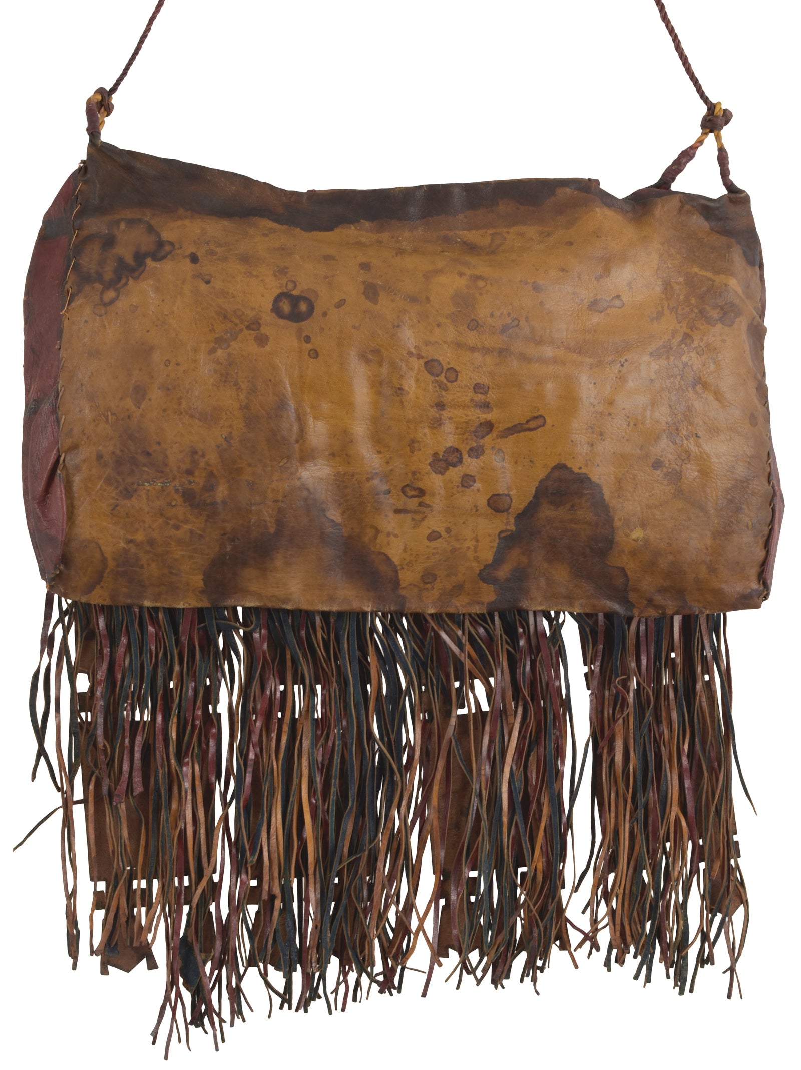 Old African Tuareg leather camel bag Niger Nigeria Peul Fula Sahara art - Tribalgh