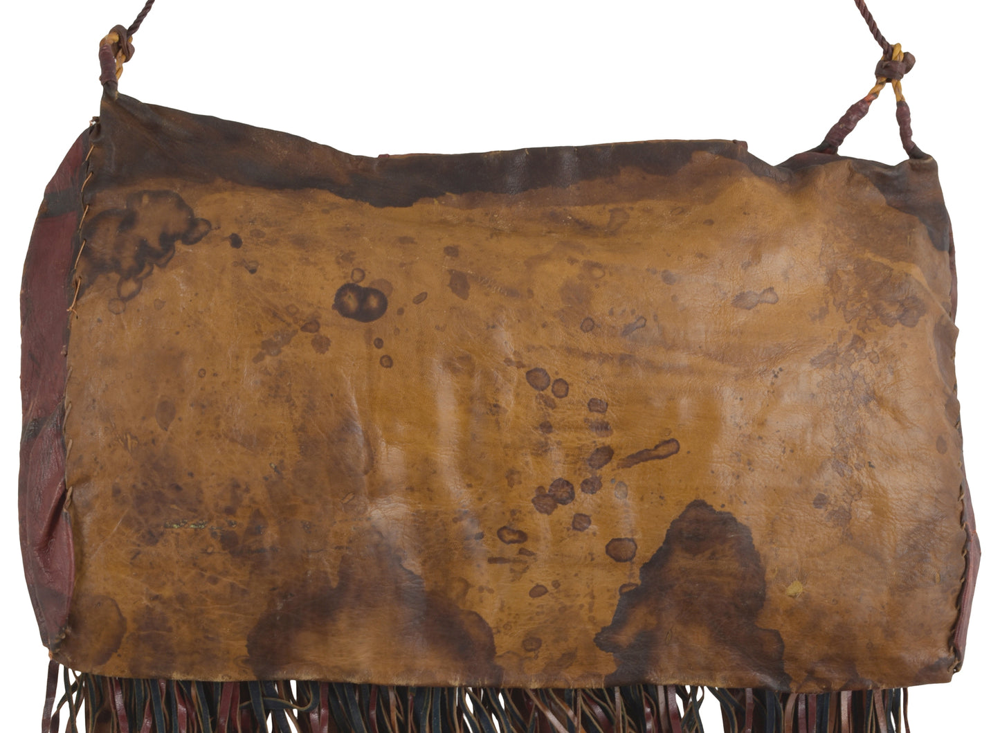Alte afrikanische Tuareg Leder Kamel Tasche Niger Nigeria Peul Fula Sahara Kunst - abgewinkelte Aufnahme