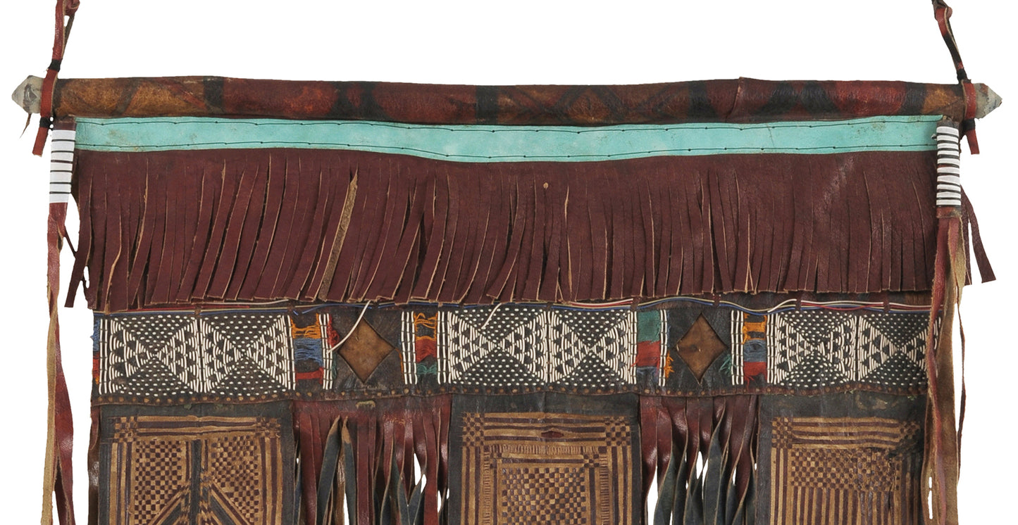 Vecchia arte africana Pannello decorativo per tende in pelle beduina Tuareg Niger - Tribalgh