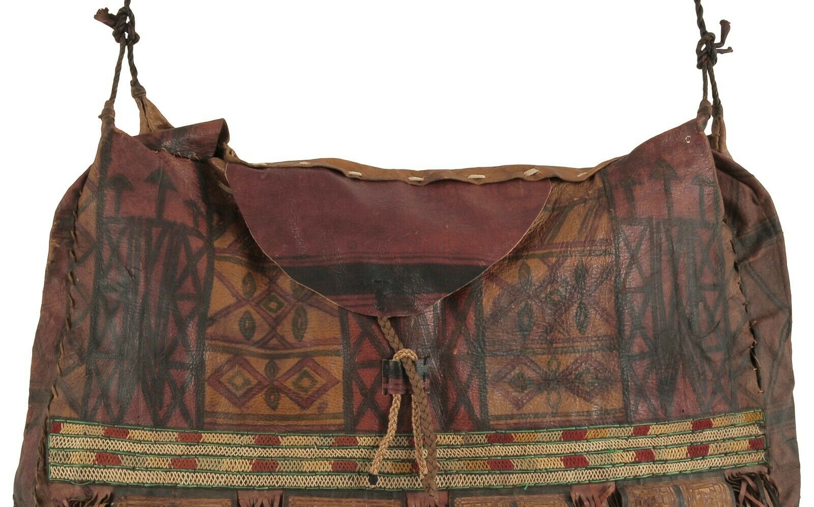 Old African Tuareg leather camel horse bag from Niger Peul Fulani Sahara art - Tribalgh
